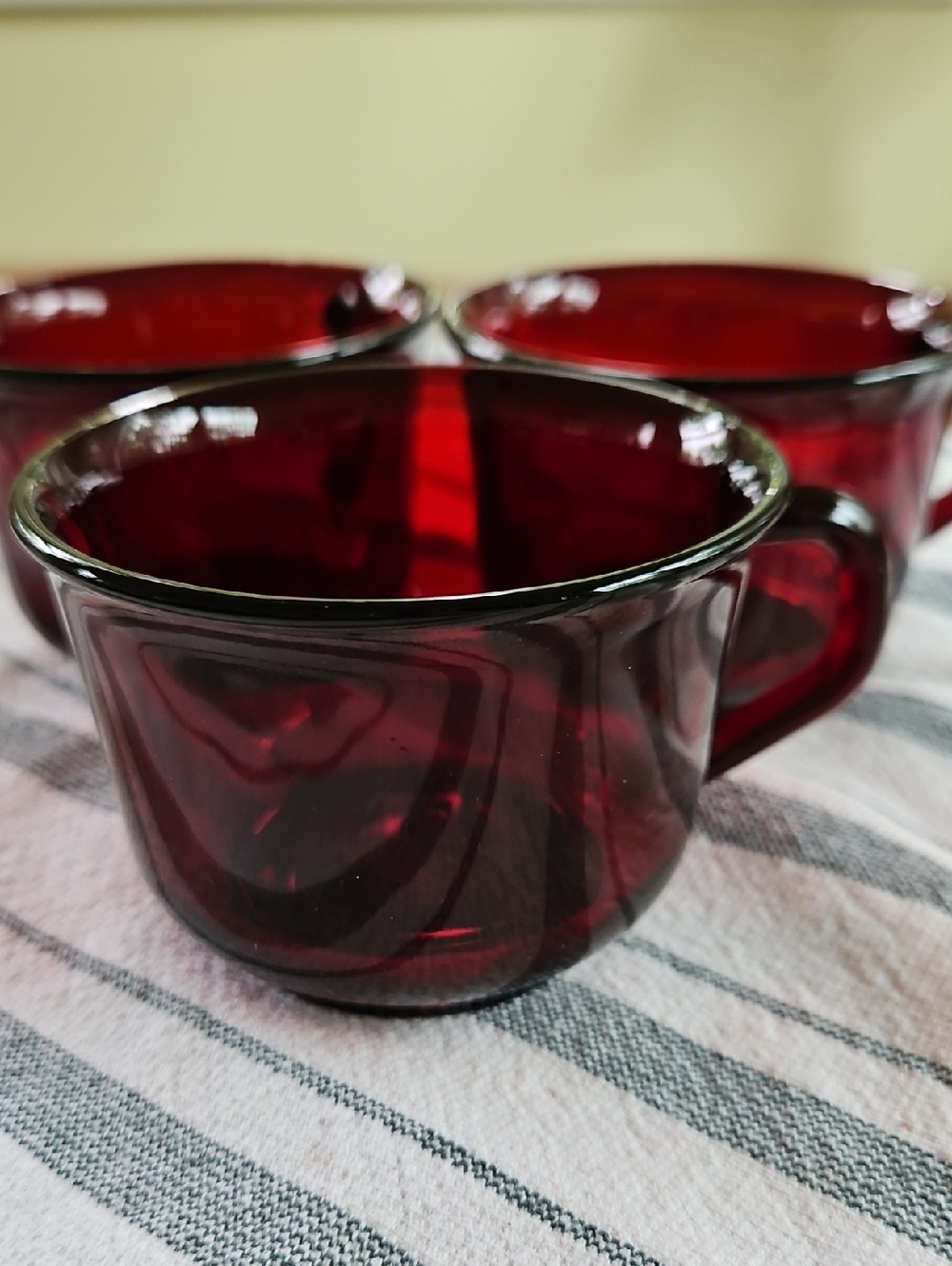 Vintage Arcoroc Ruby Red Glass Cups - Set of 3